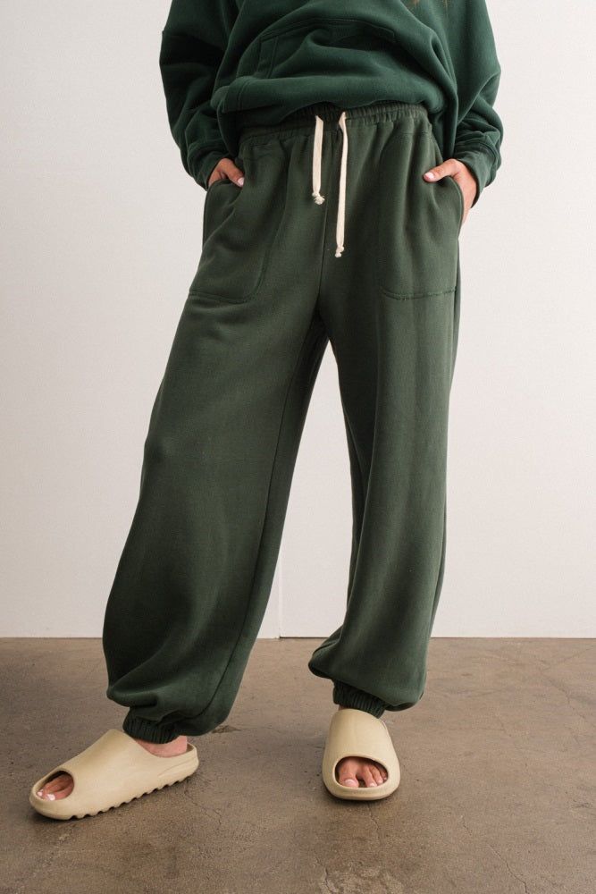 Forest Green Drawstring Relaxed Fit Sweatpants sold by Pinkblush product image thumbnail 4