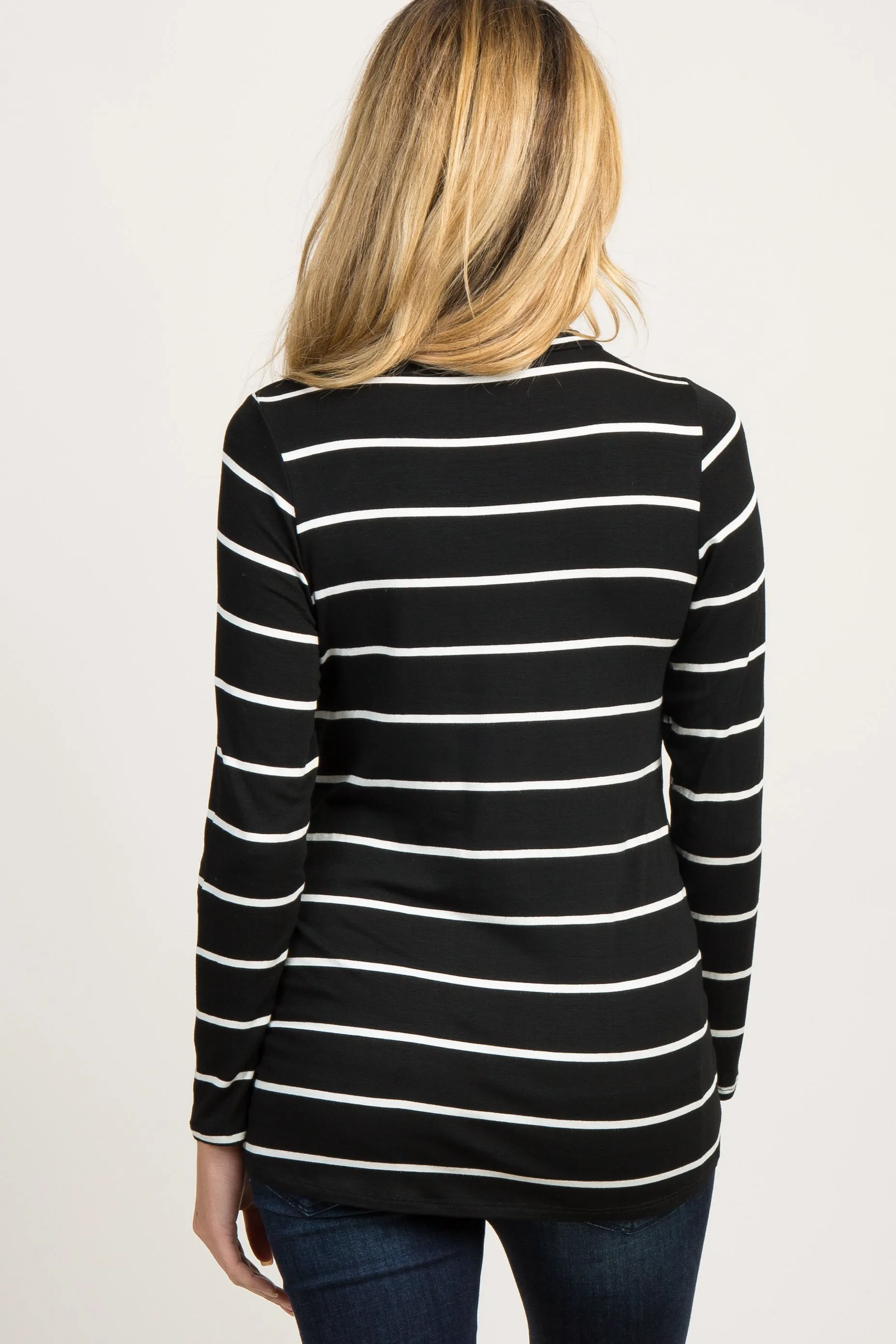 Black Striped Knotted Maternity Top sold by Pinkblush product image thumbnail 4