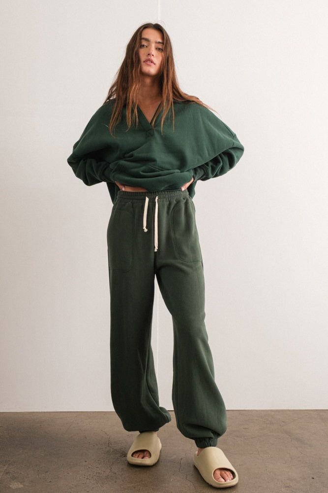 Forest Green Drawstring Relaxed Fit Sweatpants sold by Pinkblush