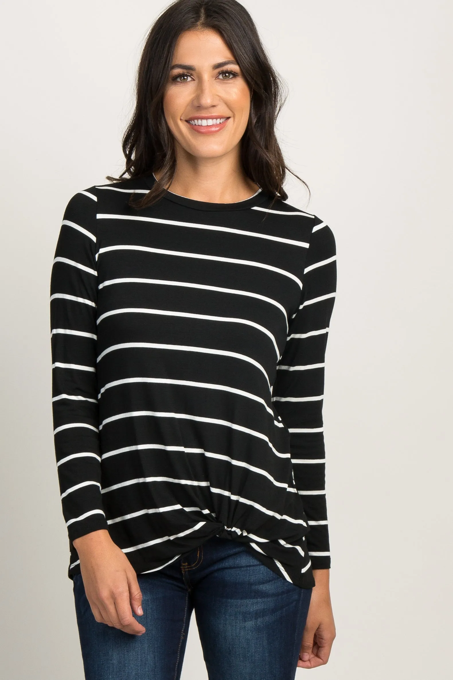 Black Striped Knotted Maternity Top sold by Pinkblush product image thumbnail 5