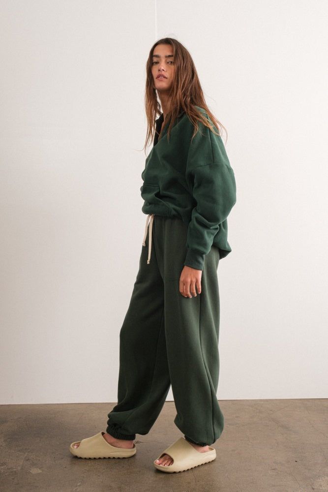 Forest Green Drawstring Relaxed Fit Sweatpants sold by Pinkblush product image thumbnail 2