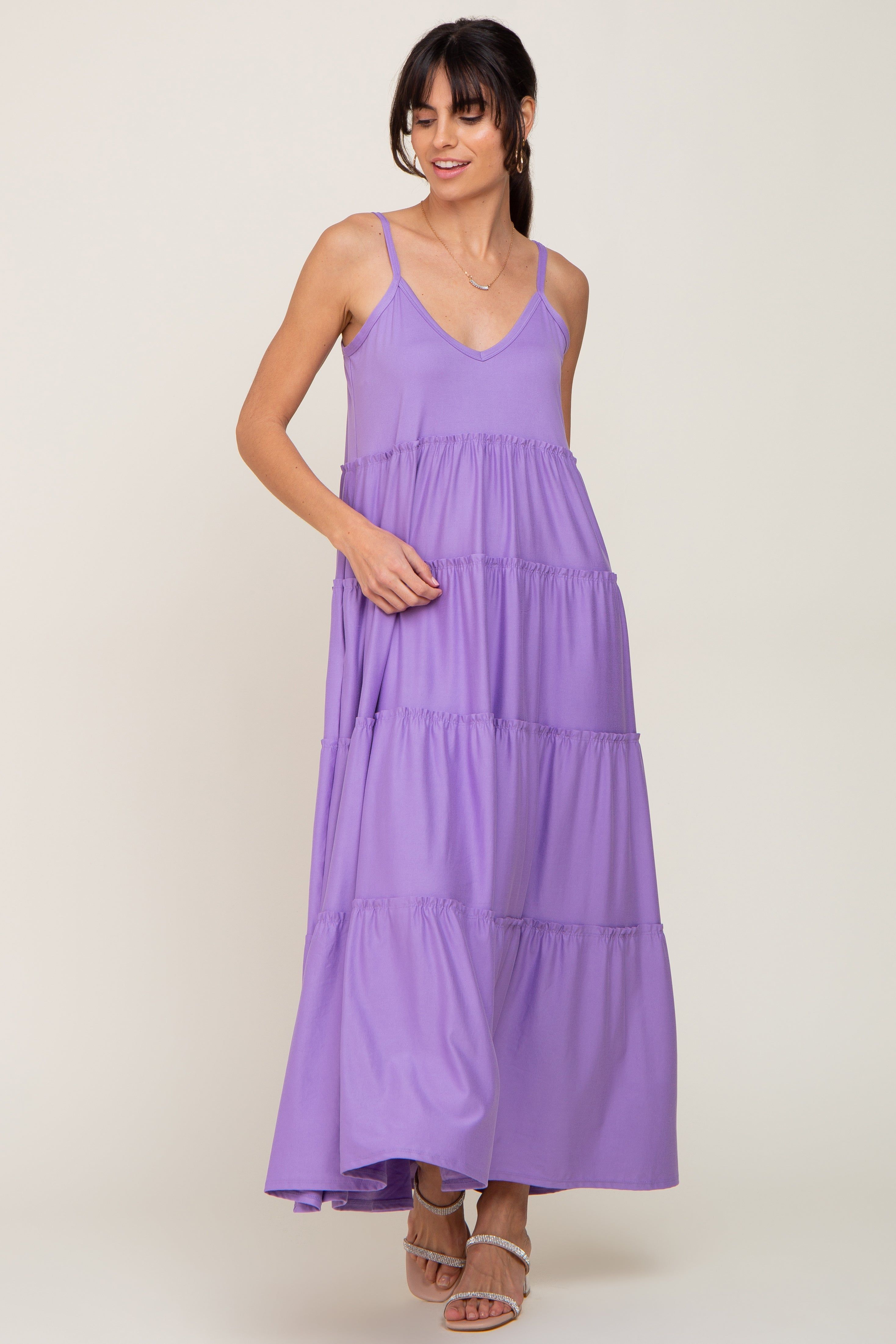 Lavender Tiered Sleeveless Maxi Dress sold by Pinkblush product image thumbnail 4