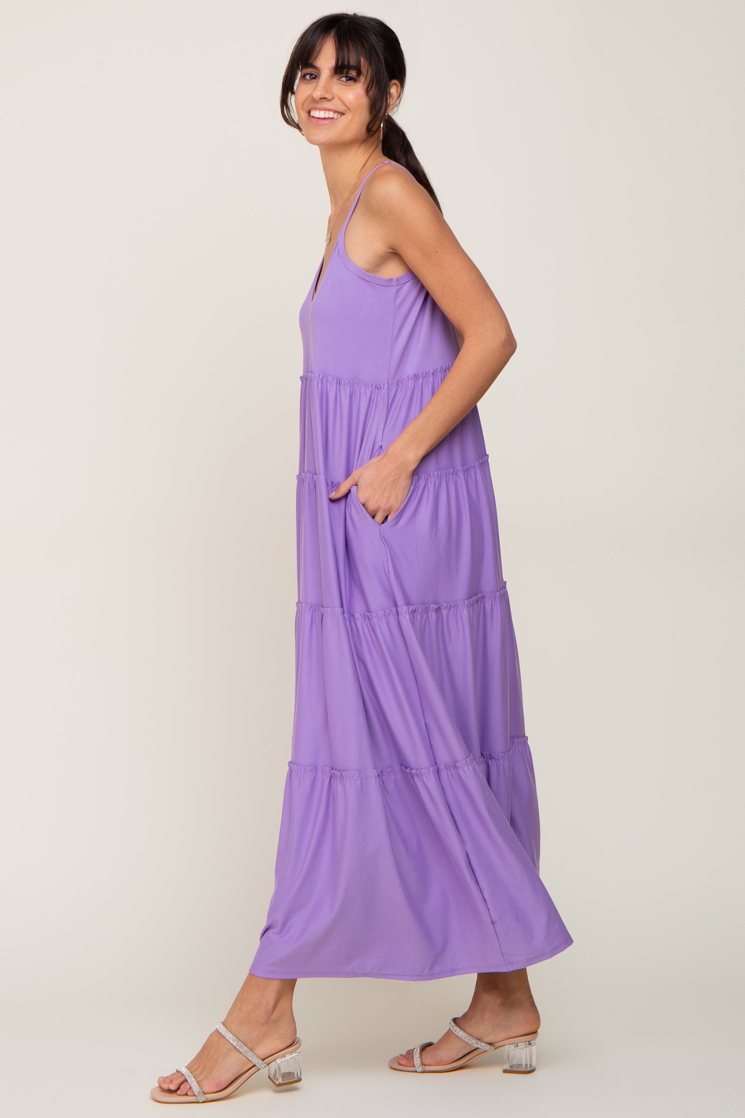 Lavender Tiered Sleeveless Maxi Dress sold by Pinkblush product image thumbnail 2