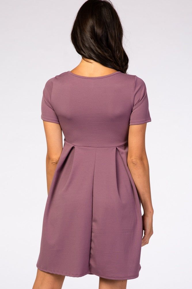 Purple Short Sleeve Front Pleat Dress sold by Pinkblush product image thumbnail 4
