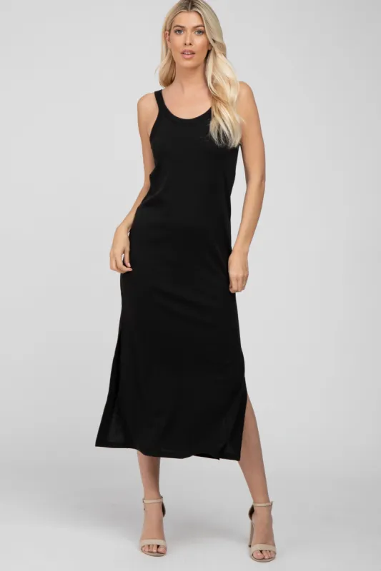 Black Sleeveless Side Slit Maxi Dress sold by Pinkblush