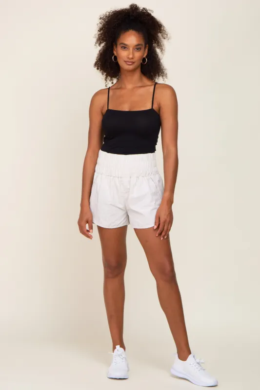 Ivory Curved Hem Active Shorts sold by Pinkblush