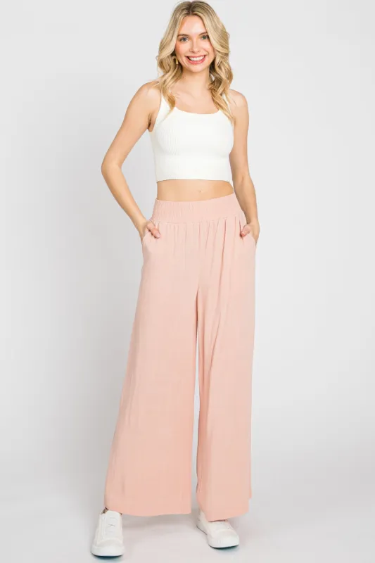 Light Pink Wide Leg Pants sold by Pinkblush