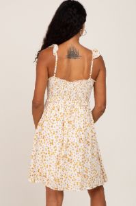 Yellow Floral Smocked Ruffle Strap Mini Dress sold by Pinkblush