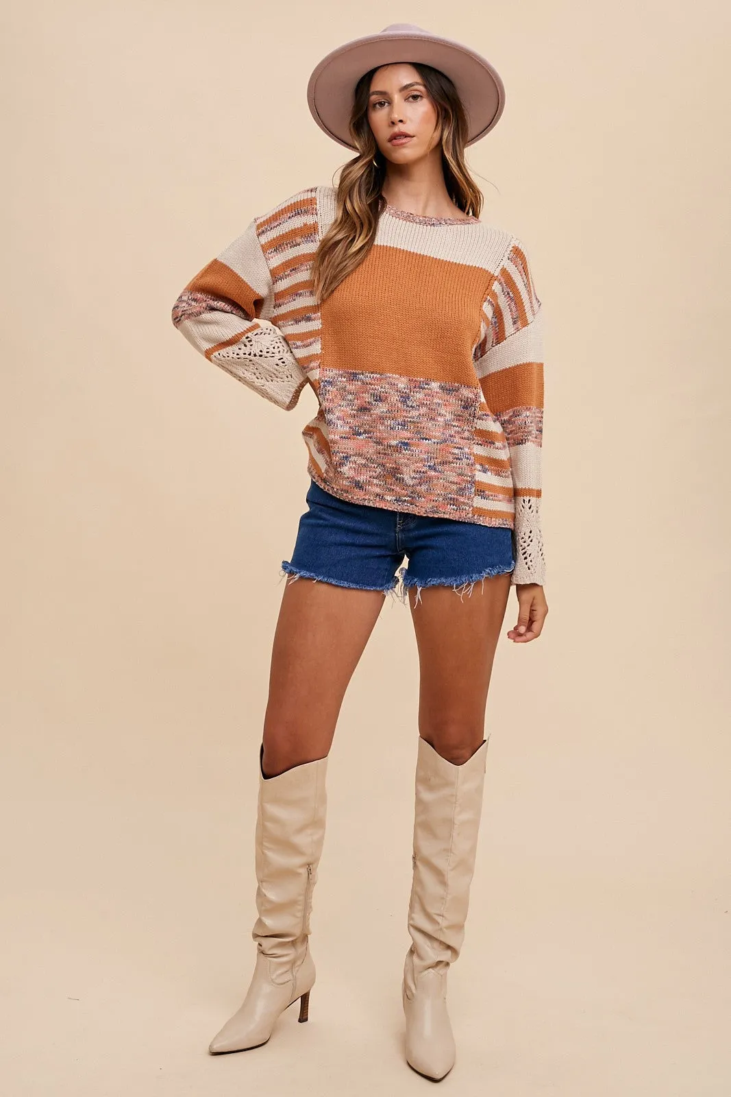 Camel Combo Color Block Sweater Top sold by Pinkblush product image thumbnail 4