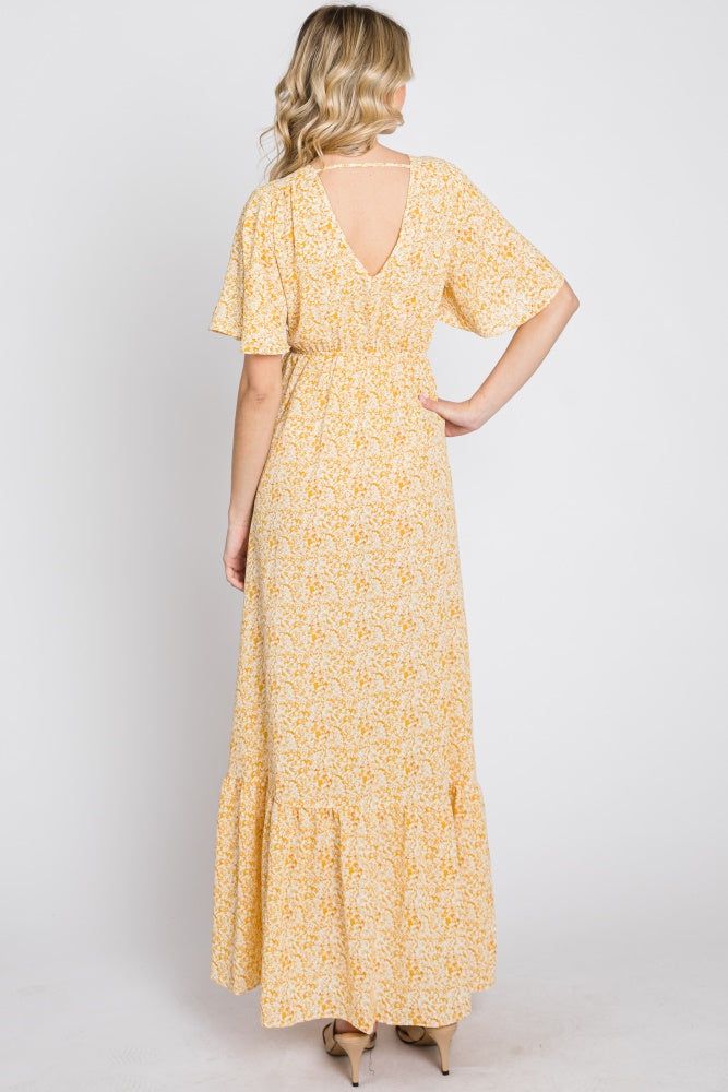 Yellow Floral Wrap Midi Dress sold by Pinkblush product image thumbnail 7