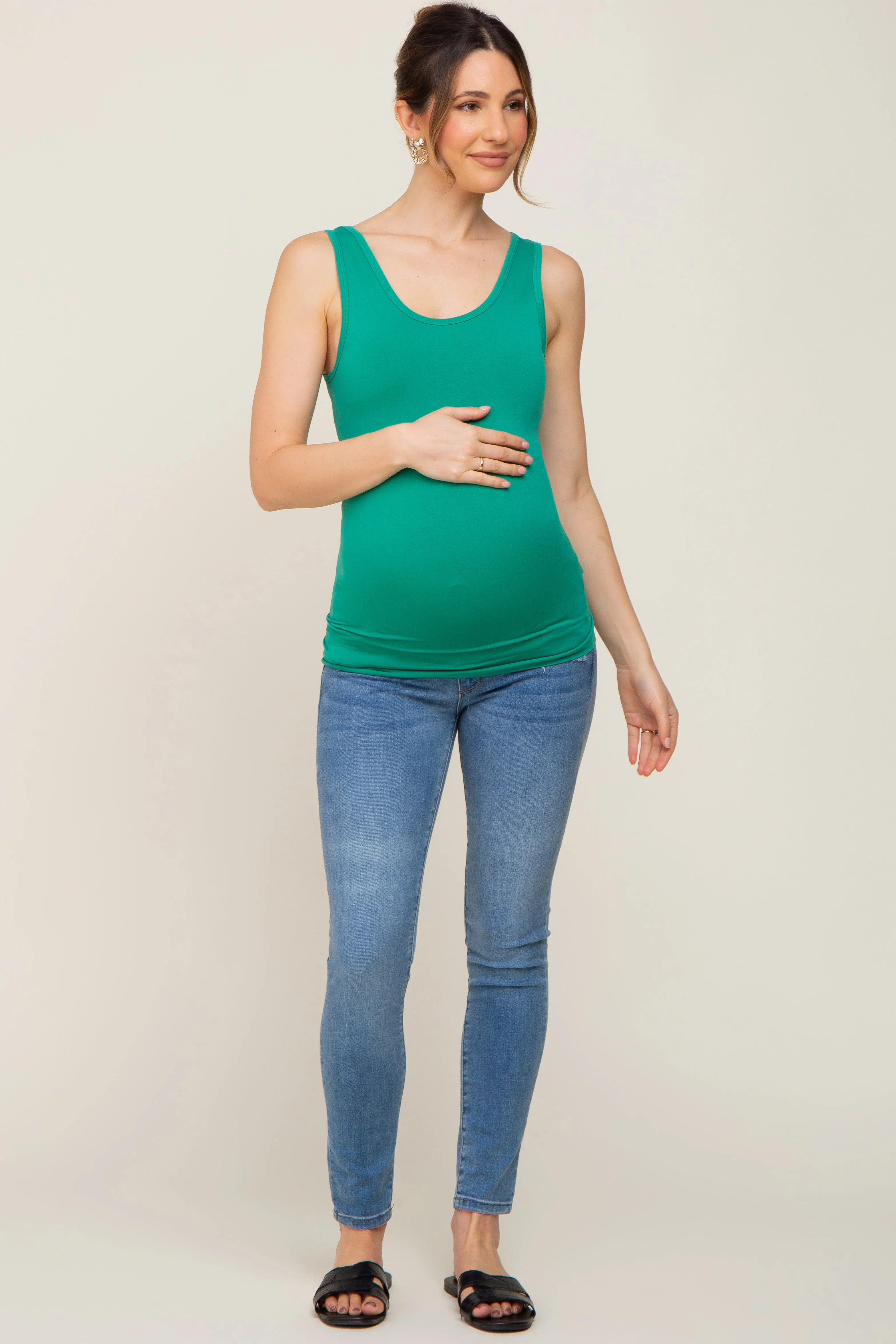 Green Seamless Maternity Tank Top sold by Pinkblush product image thumbnail 4