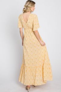 Yellow Floral Wrap Midi Dress sold by Pinkblush