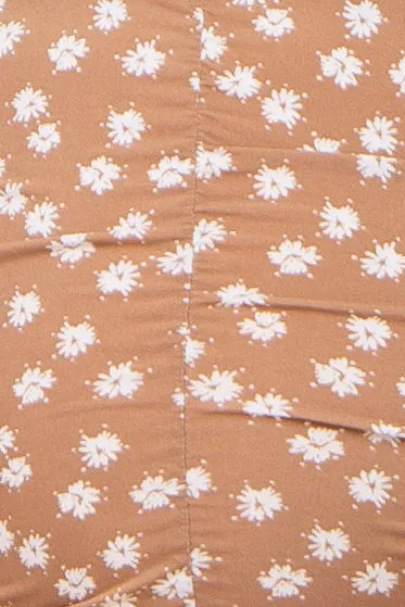 Mocha Floral Ribbed Ruched Shoulder Tie Maternity Dress sold by Pinkblush product image thumbnail 4