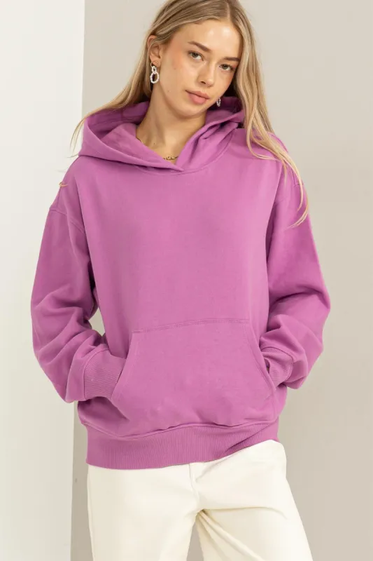 Lavender Front Pocket Hooded Fleece Sweatshirt sold by Pinkblush