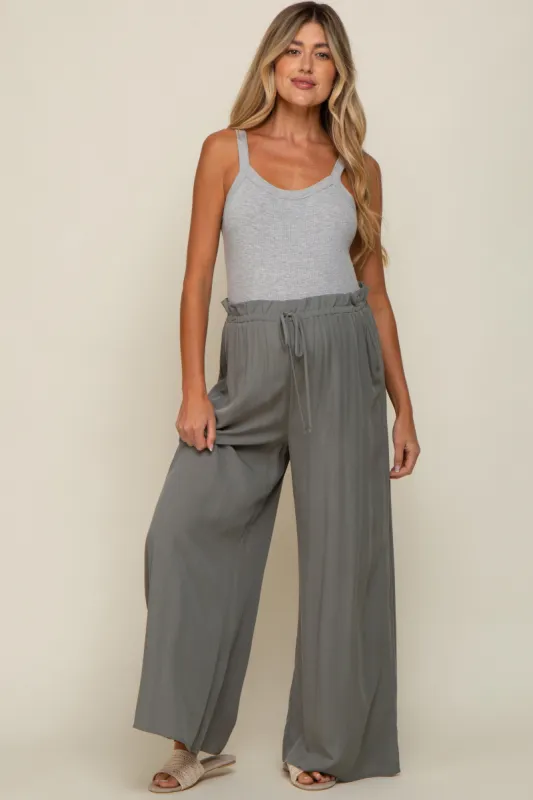 Olive Wide Leg Maternity Pants sold by Pinkblush