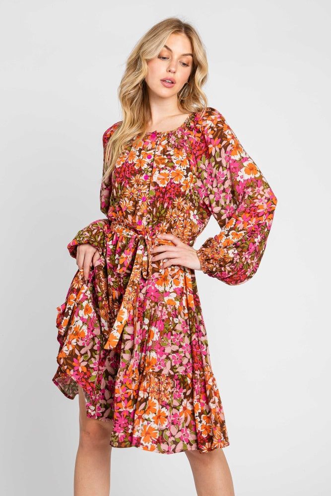 Pink Multi Printed Tiered Dress sold by Pinkblush product image thumbnail 5