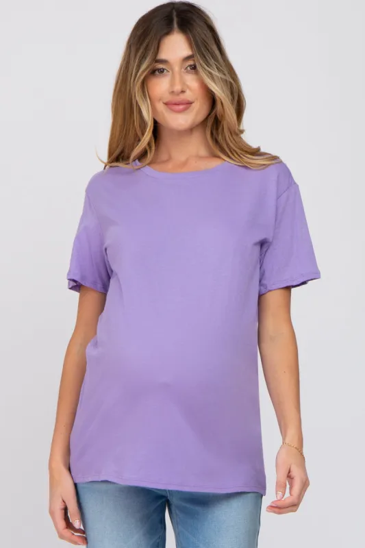 Lavender Oversized Short Sleeve Maternity Top sold by Pinkblush