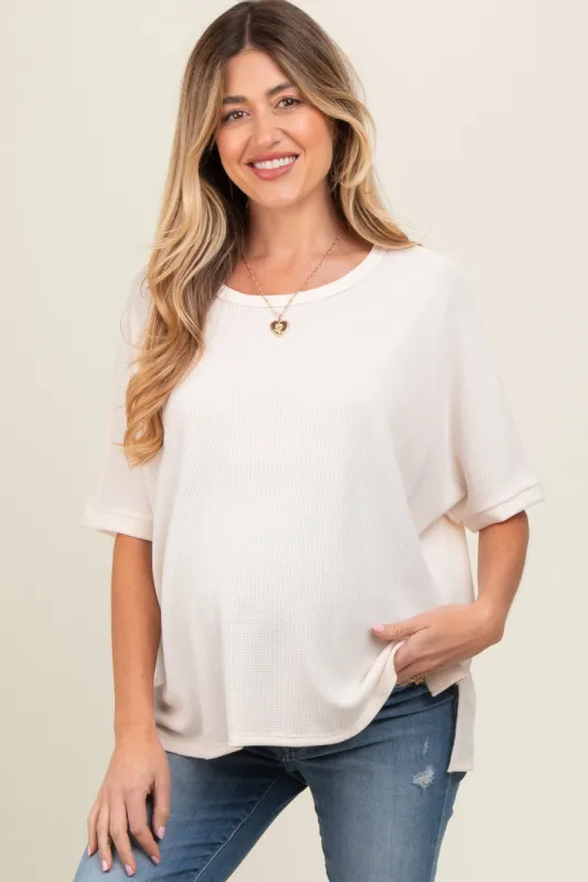 Cream Waffle Knit Dolman Maternity Top sold by Pinkblush