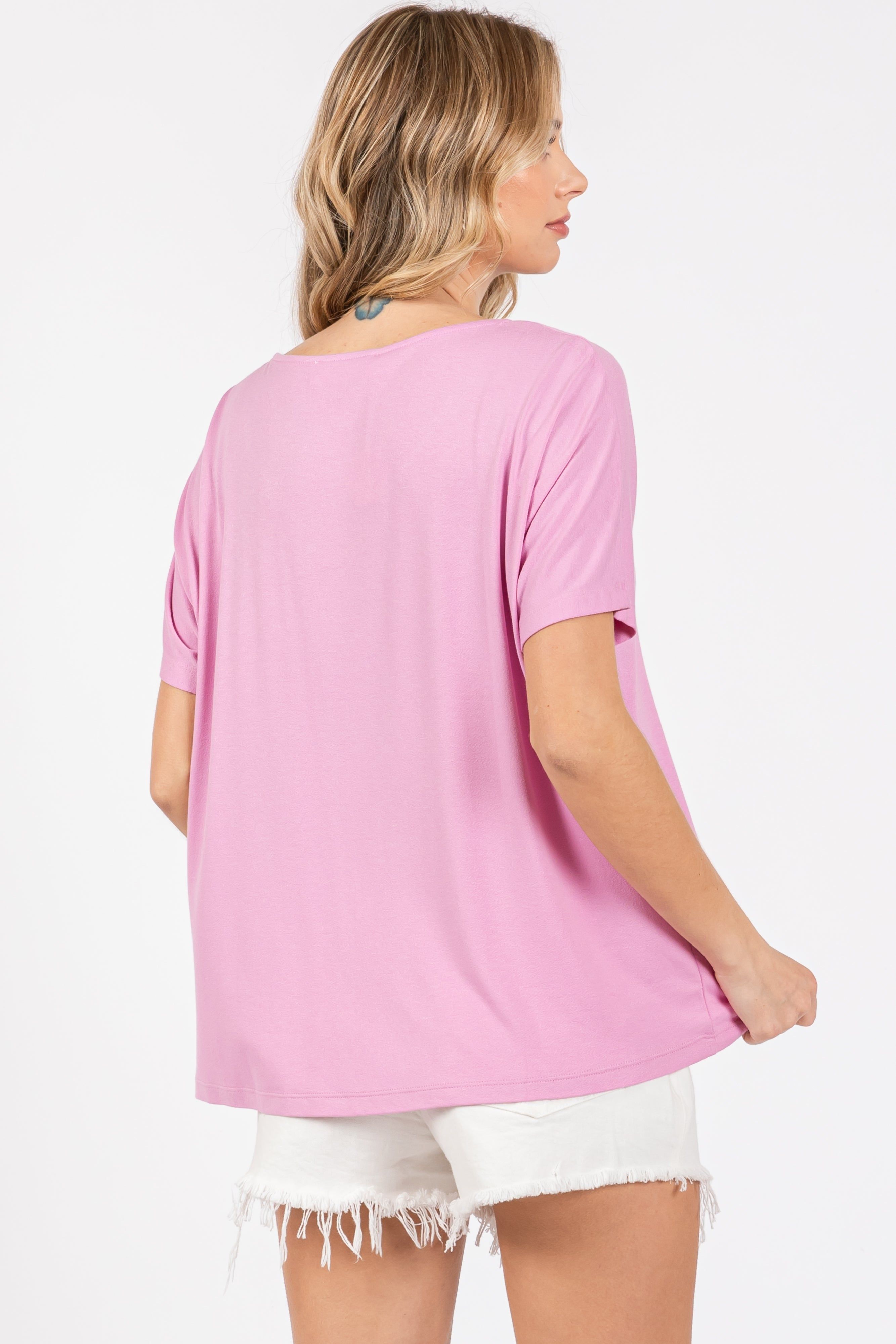 Pink Short Dolman Sleeve V-Neck Top sold by Pinkblush product image thumbnail 3