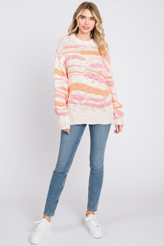 Orange Multi Color Open Knit Sweater sold by Pinkblush product image thumbnail 5