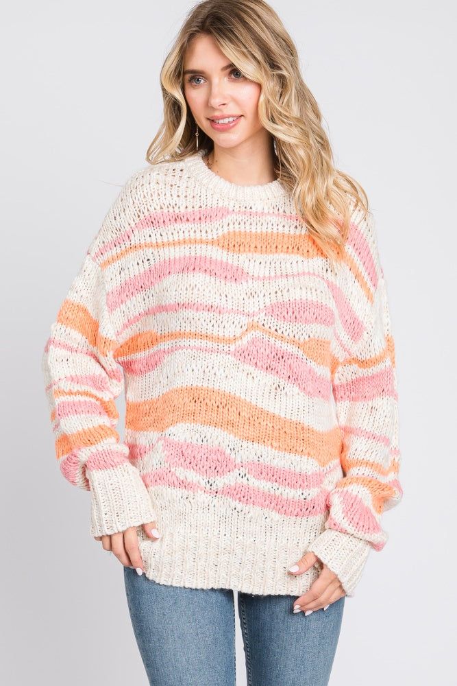 Orange Multi Color Open Knit Sweater sold by Pinkblush product image thumbnail 2