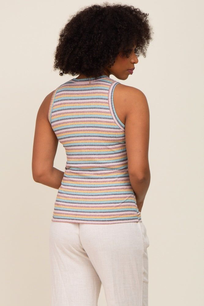 Mint Green Multi Colored Striped Tank Top sold by Pinkblush product image thumbnail 3