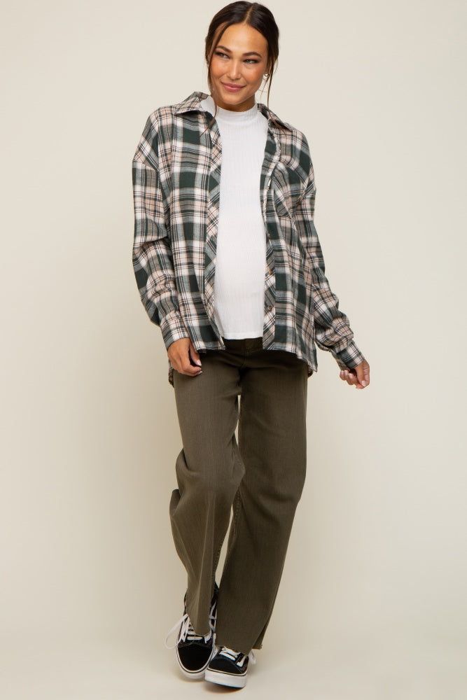Forest Green Plaid Button Down Maternity Top sold by Pinkblush product image thumbnail 4