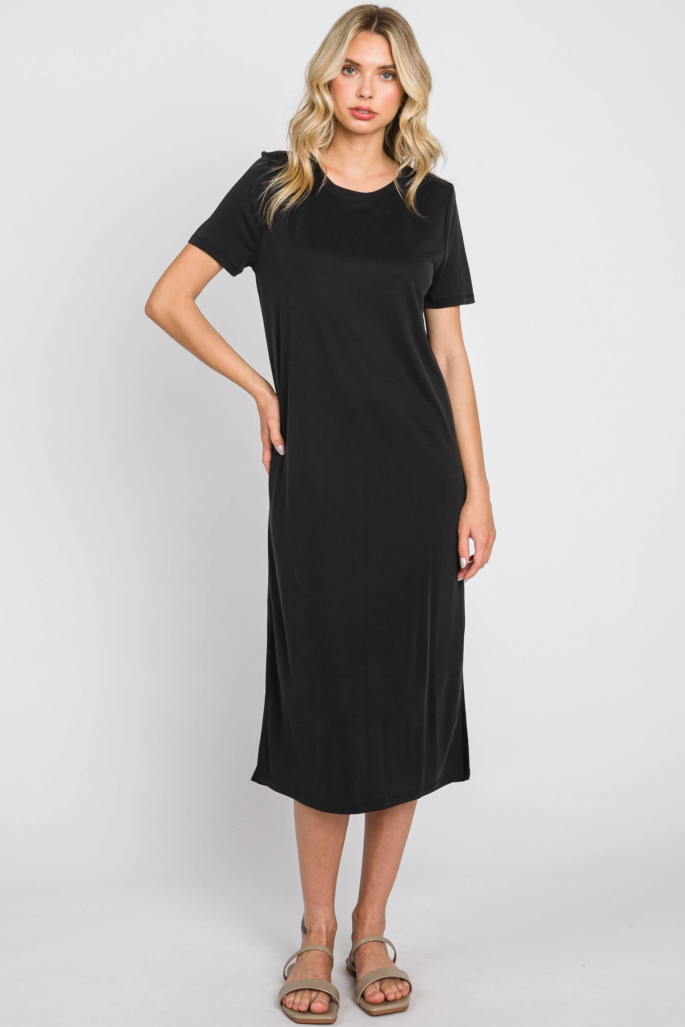 Black Shift Midi Dress sold by Pinkblush