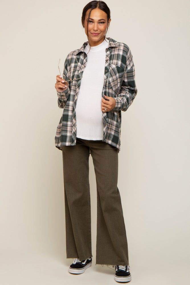 Forest Green Plaid Button Down Maternity Top sold by Pinkblush product image thumbnail 5