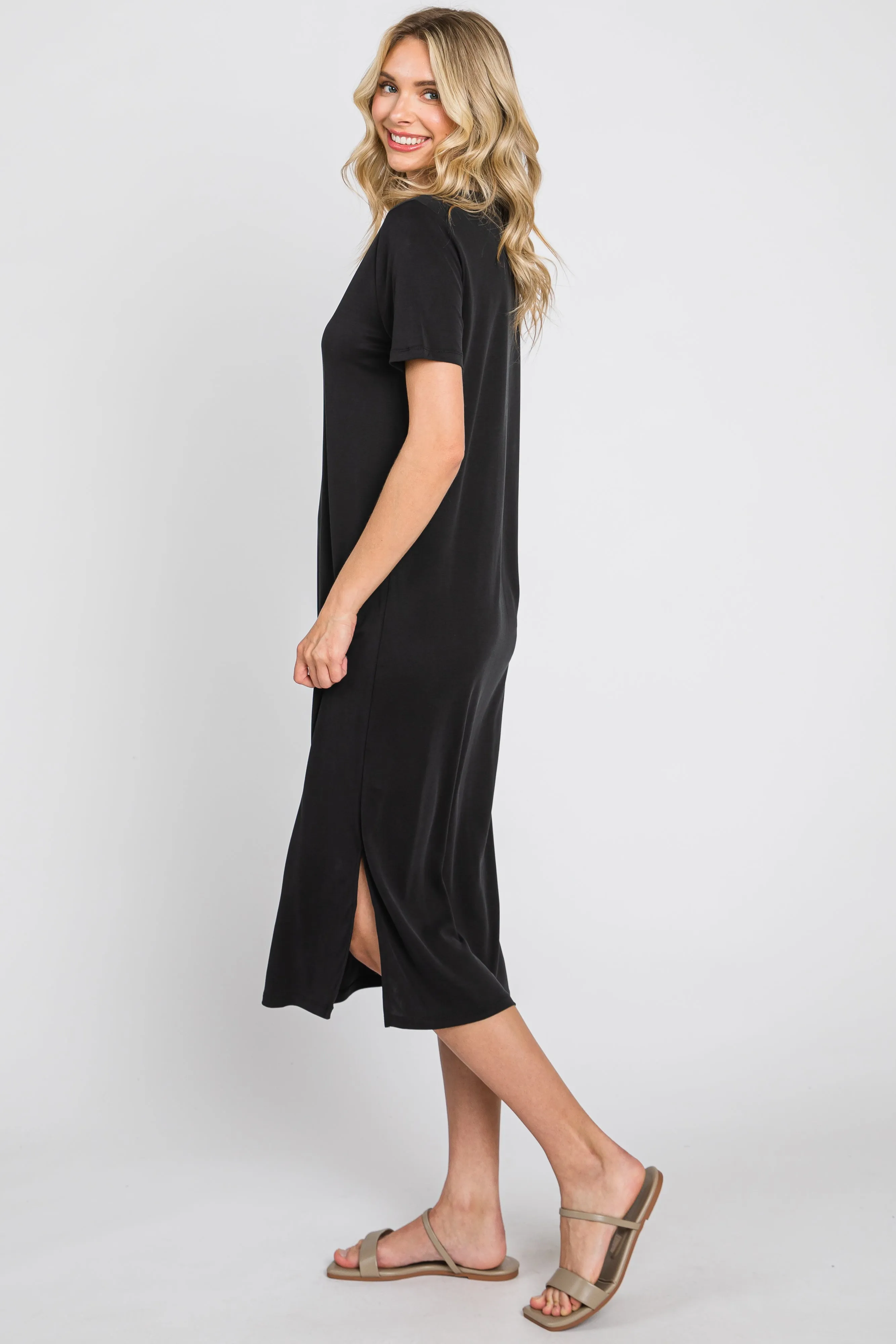 Black Shift Midi Dress sold by Pinkblush product image thumbnail 2