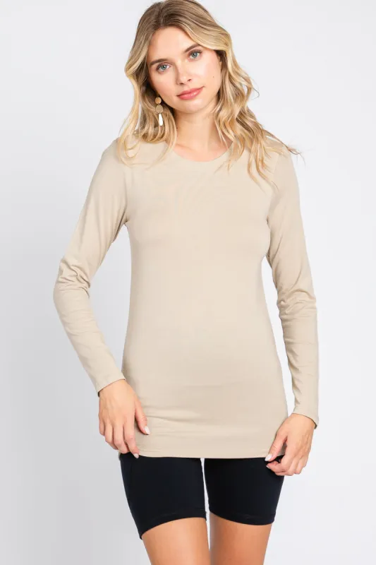Beige Long Sleeve Top sold by Pinkblush