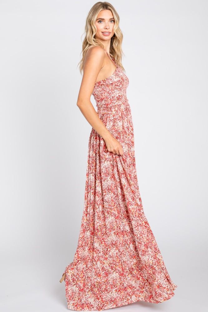 Red Smocked Halter Midi Dress sold by Pinkblush product image thumbnail 2