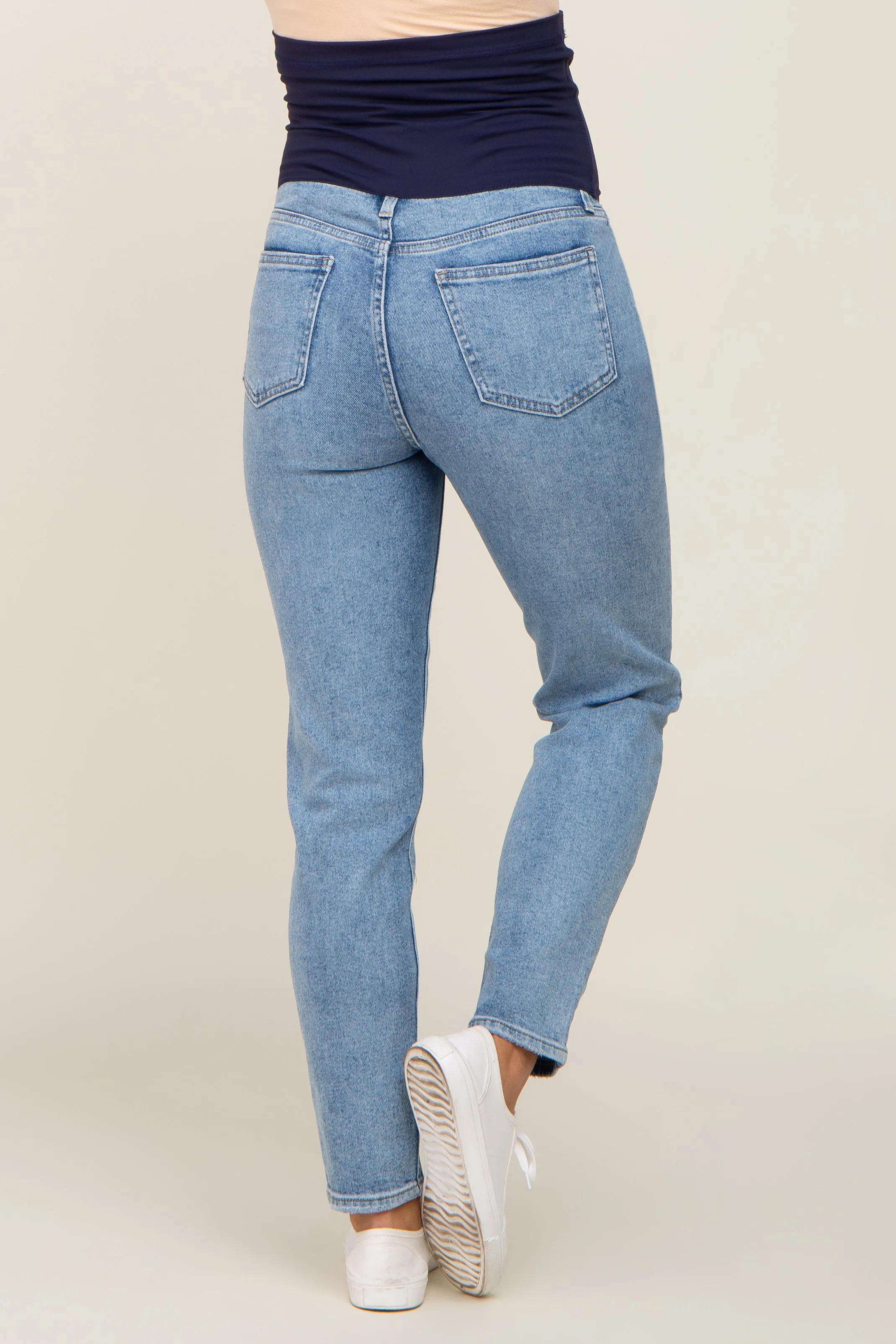 Light Blue Vintage Wash Maternity Skinny Jeans sold by Pinkblush product image thumbnail 4