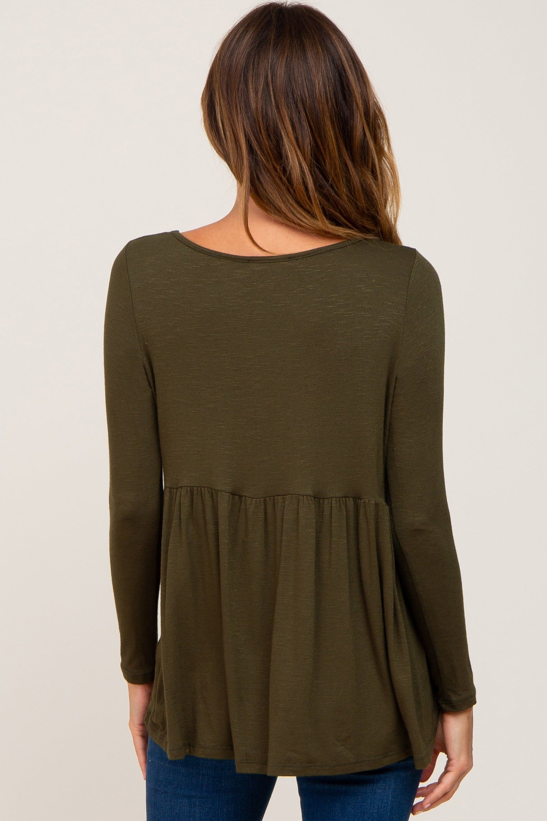 Olive Scoop Neck Long Sleeve Top sold by Pinkblush product image thumbnail 3