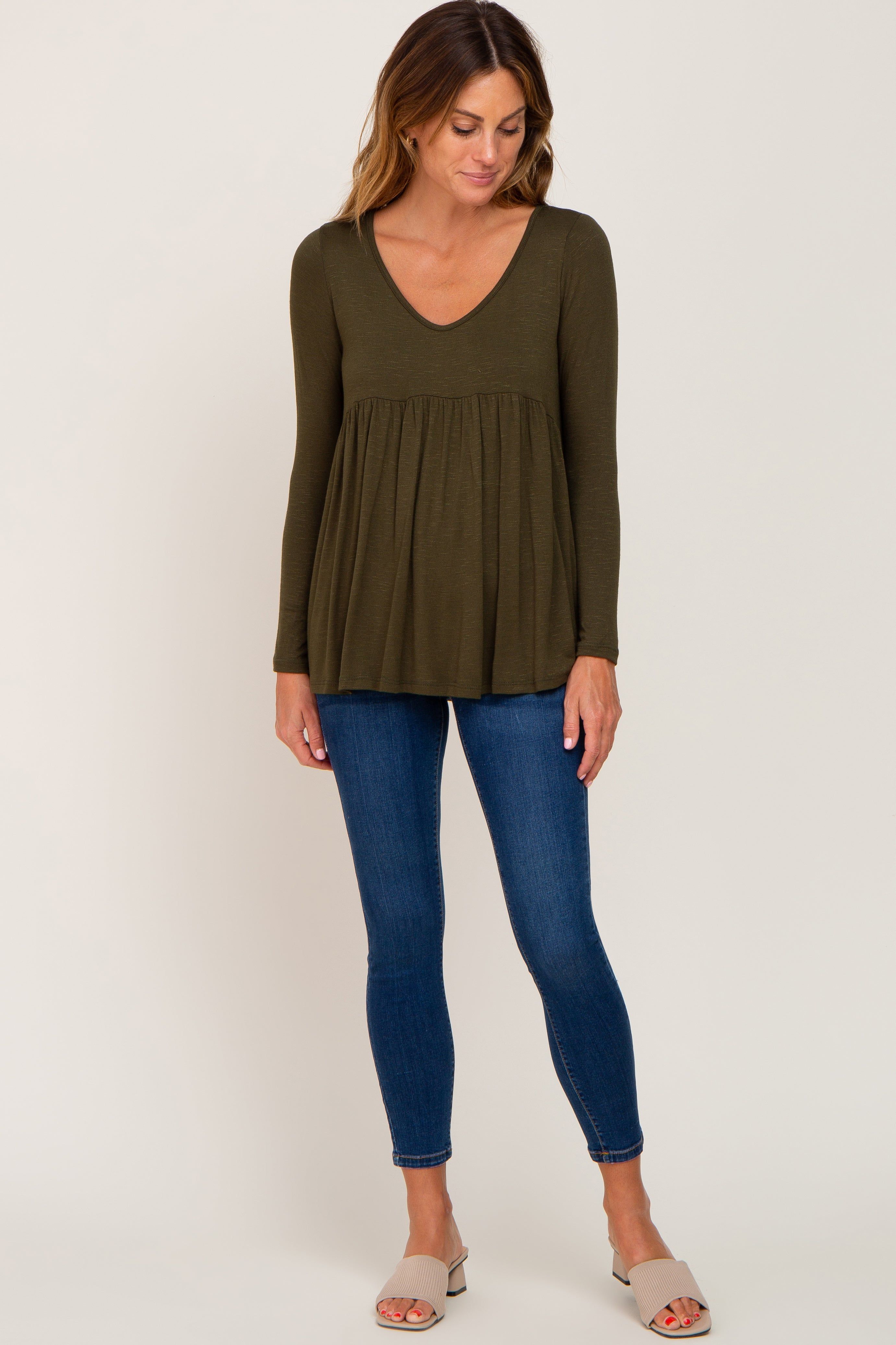Olive Scoop Neck Long Sleeve Top sold by Pinkblush product image thumbnail 4