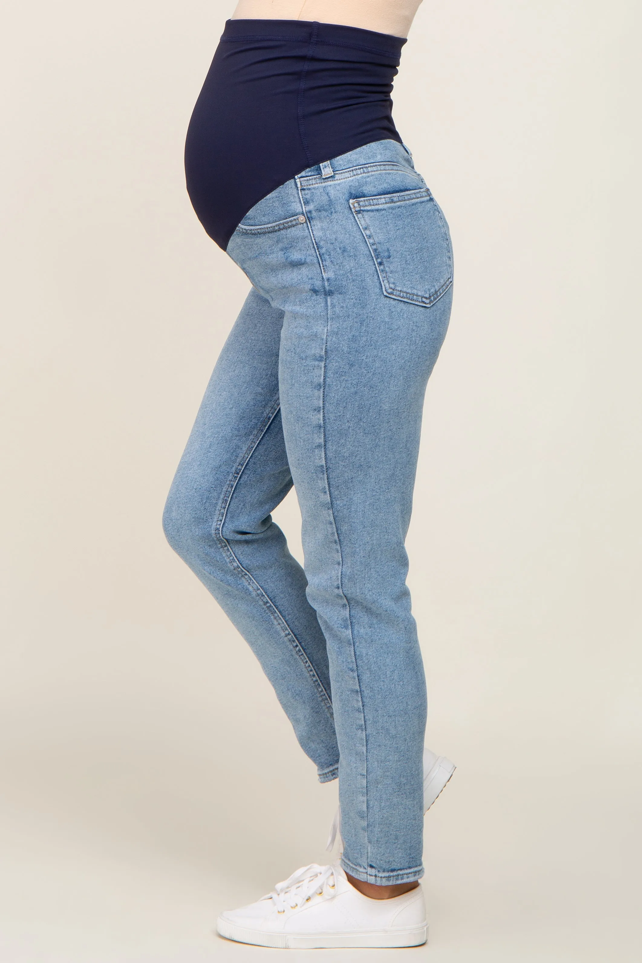Light Blue Vintage Wash Maternity Skinny Jeans sold by Pinkblush product image thumbnail 3