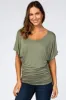 Olive Basic Fitted Dolman Sleeve Maternity Top sold by Pinkblush