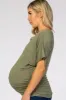 Olive Basic Fitted Dolman Sleeve Maternity Top sold by Pinkblush