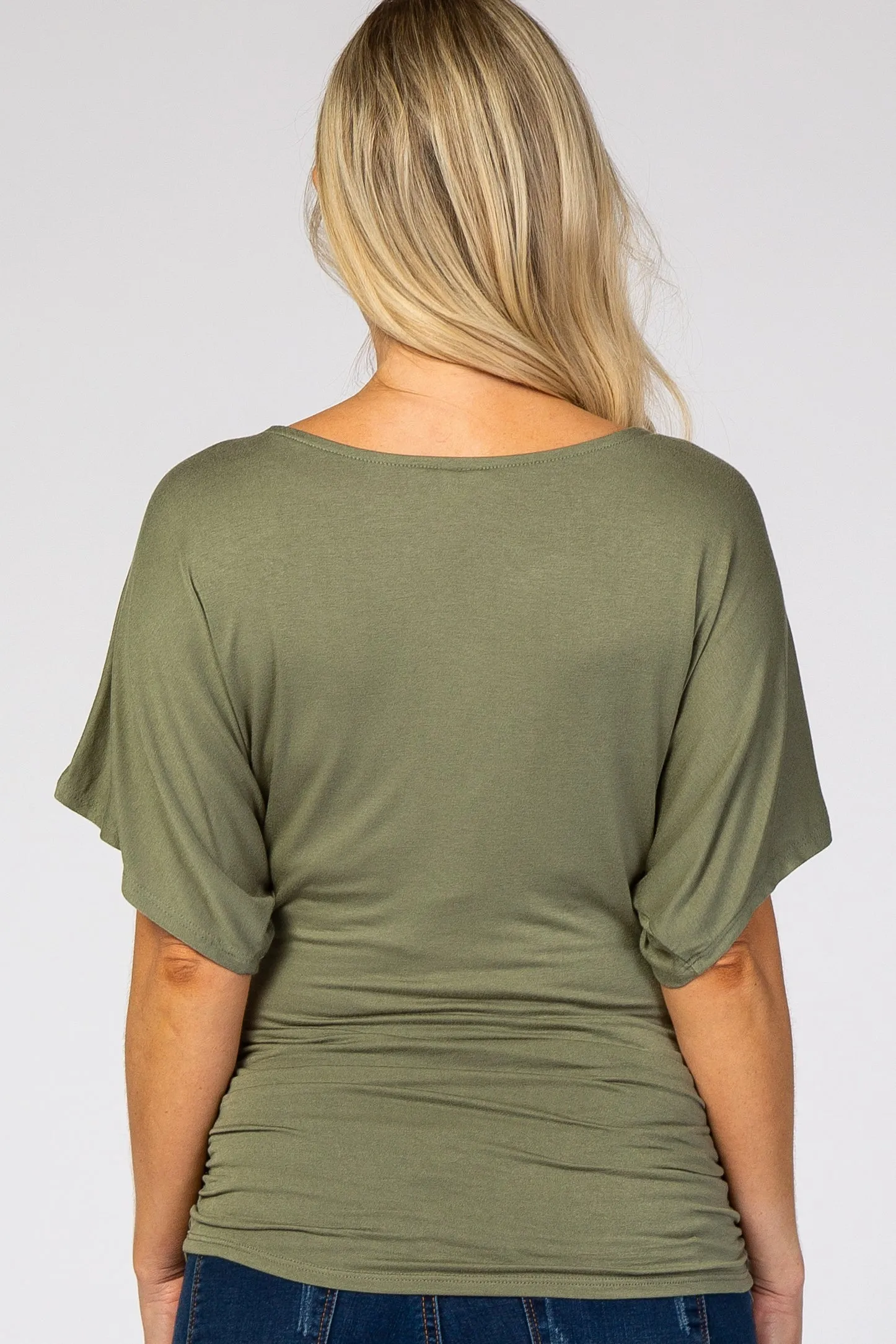 Olive Basic Fitted Dolman Sleeve Maternity Top sold by Pinkblush product image thumbnail 3