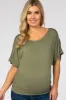 Olive Basic Fitted Dolman Sleeve Maternity Top sold by Pinkblush