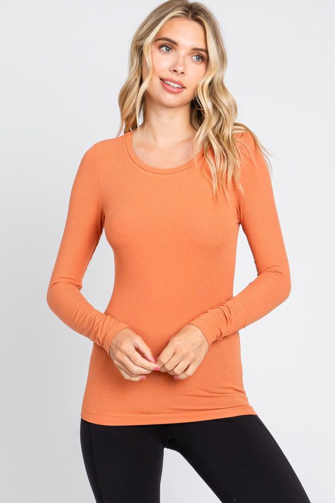 Orange Ribbed Long Sleeve Maternity Top sold by Pinkblush product image thumbnail 5