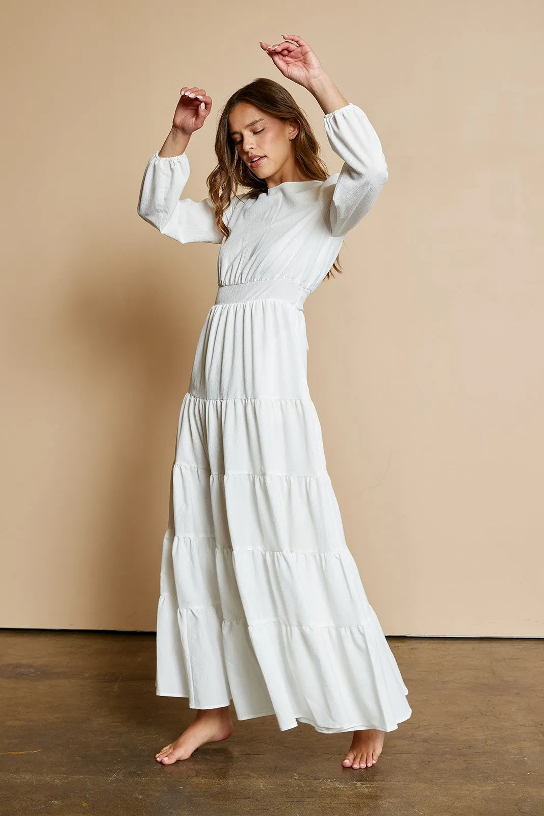 White Tiered Dress sold by Pinkblush product image thumbnail 4