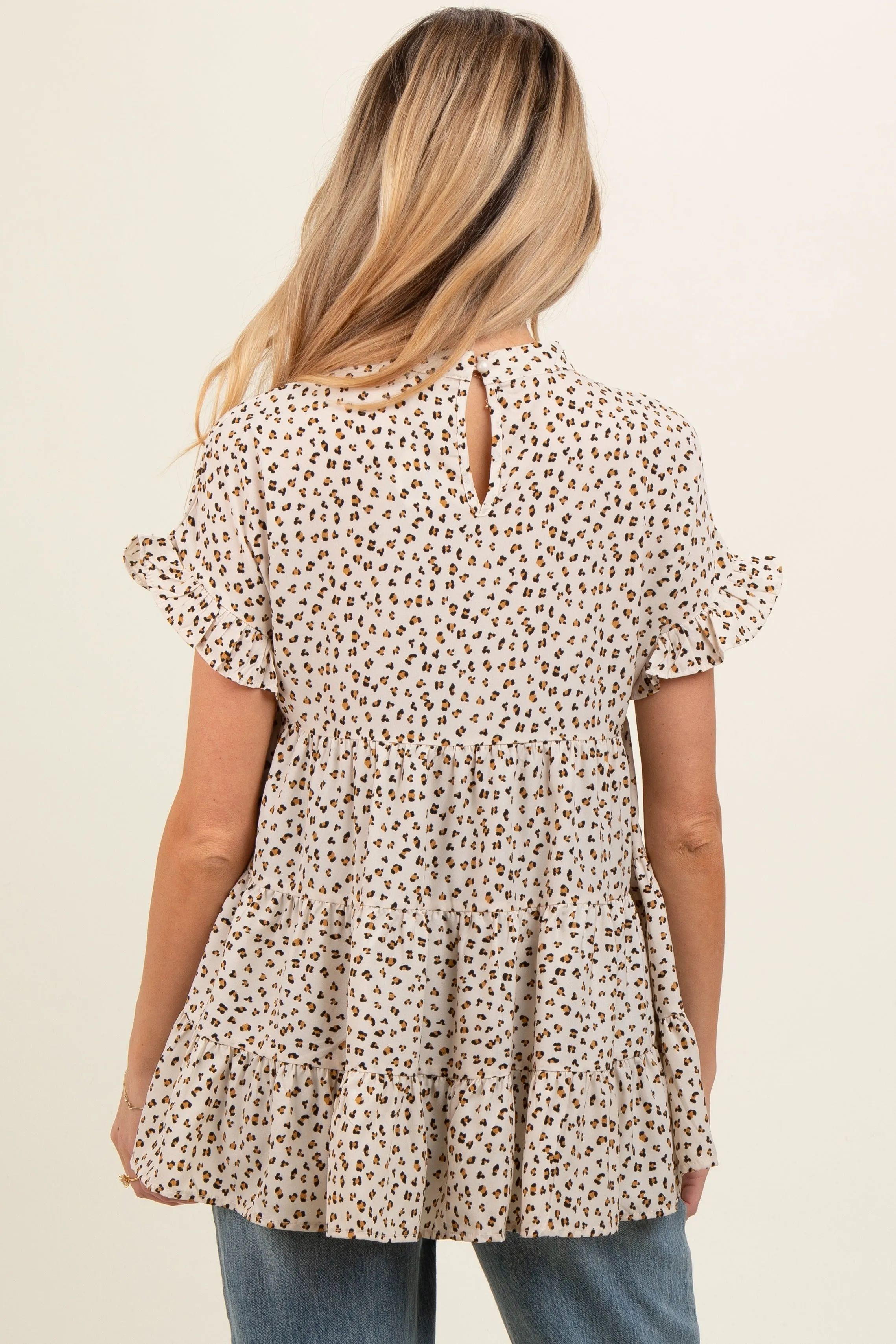 Ivory Animal Print Tiered Maternity Top sold by Pinkblush product image thumbnail 2