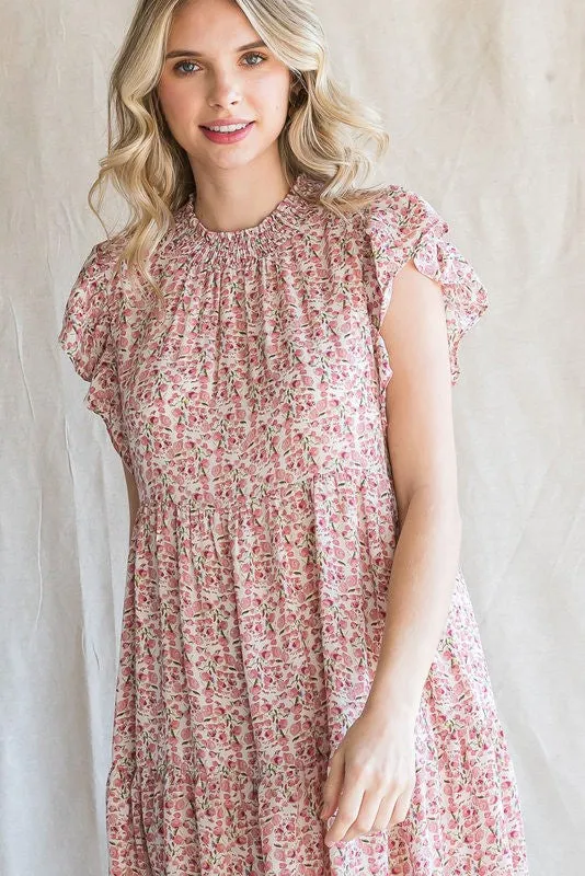 Pink Floral Chiffon Tiered Dress sold by Pinkblush product image thumbnail 5