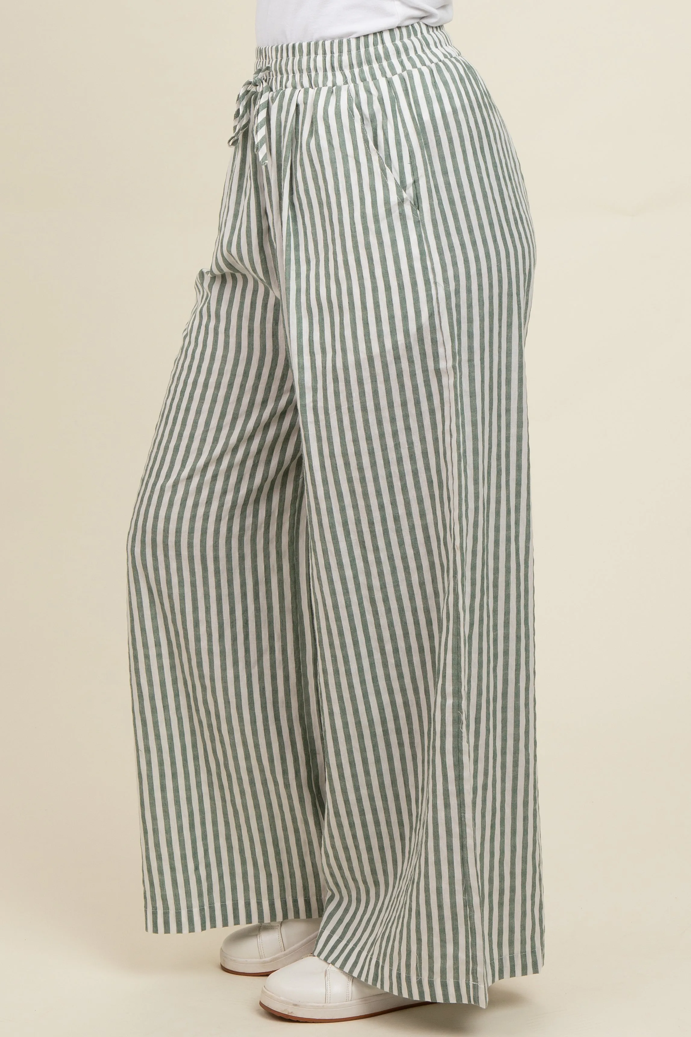 Light Olive Striped Wide Leg Pants sold by Pinkblush product image thumbnail 2