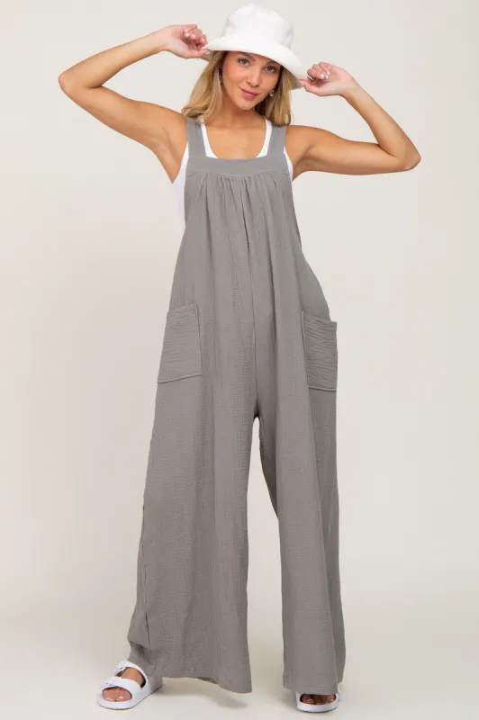 Olive Wide Leg Tie Back Overalls sold by Pinkblush