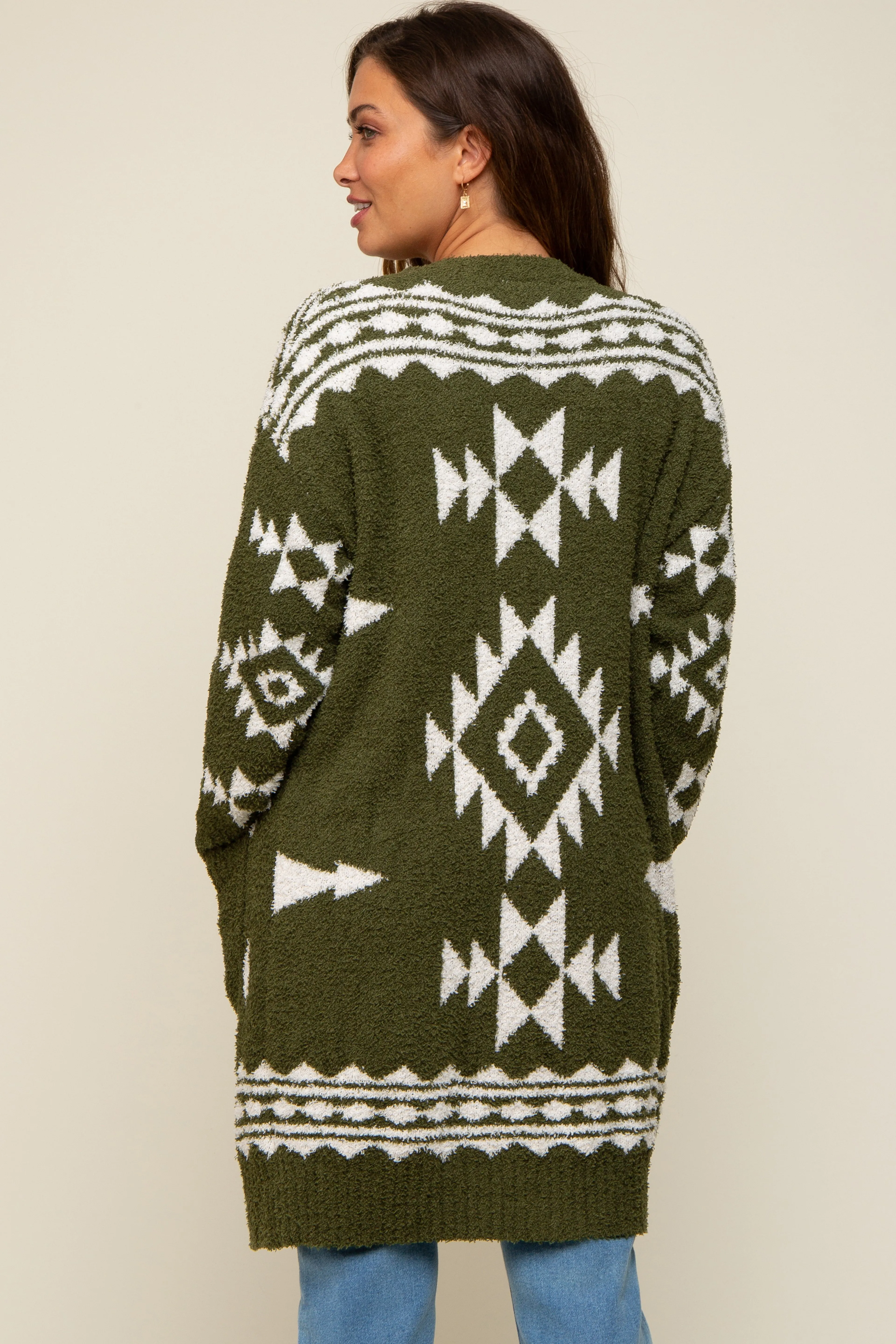 Olive Print Fuzzy Maternity Cardigan sold by Pinkblush product image thumbnail 4