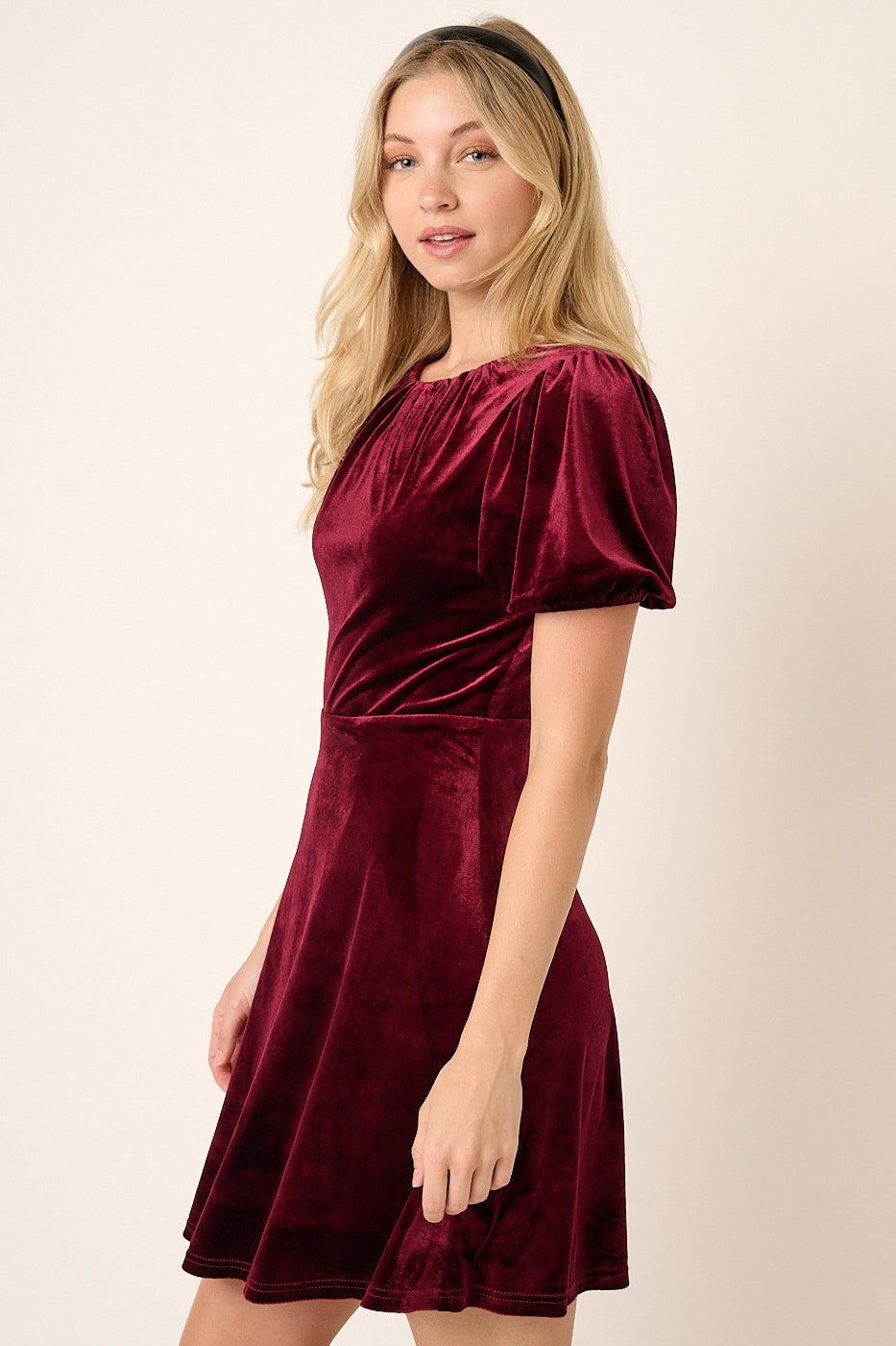 Wine Velvet Short Sleeve Mini Dress sold by Pinkblush product image thumbnail 2