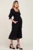 Black Ruffle Strappy Open Back Maternity Midi Dress sold by Pinkblush