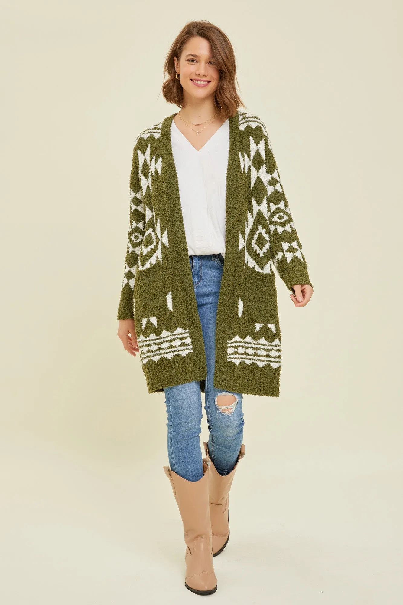 Olive Print Fuzzy Maternity Cardigan sold by Pinkblush product image thumbnail 5